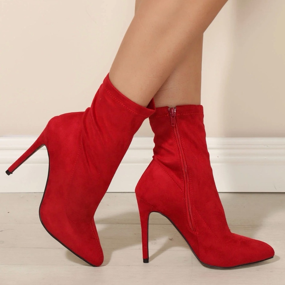 Anne Michelle Vibrant Red Heeled Boots